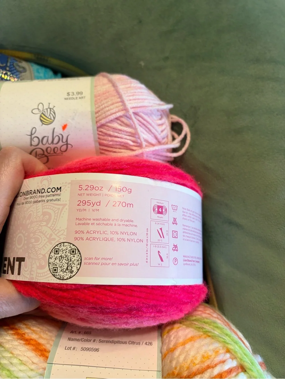 Caron Kindness & Baby Bee Yarn Bundle - Green, Pink, Teal, Multicolor